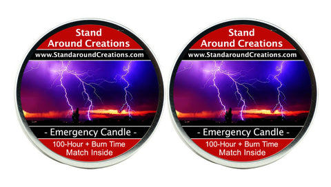 SET OF TWO EMERGENCY PREP CANDLE TINS 16-OZ.
